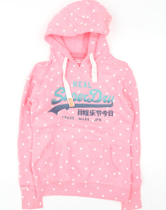 Superdry Womens Pink Star Print Pullover Hoodie XS