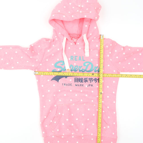Superdry Womens Pink Star Print Pullover Hoodie XS
