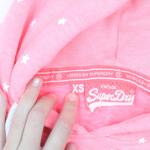 Superdry Womens Pink Star Print Pullover Hoodie XS