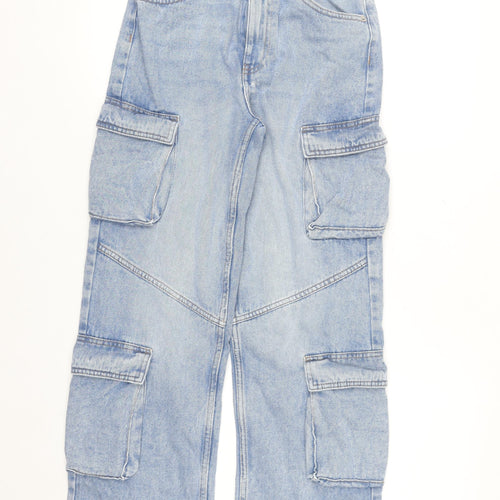 Denim Co Girls Blue Cargo Jeans 11-12 Years 152cm Light Wash Cotton