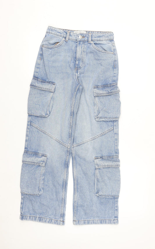 Denim Co Girls Blue Cargo Jeans 11-12 Years 152cm Light Wash Cotton