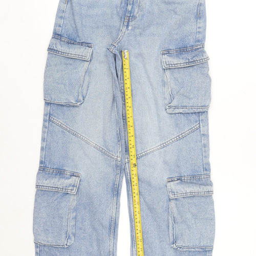 Denim Co Girls Blue Cargo Jeans 11-12 Years 152cm Light Wash Cotton