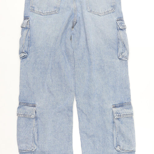 Denim Co Girls Blue Cargo Jeans 11-12 Years 152cm Light Wash Cotton