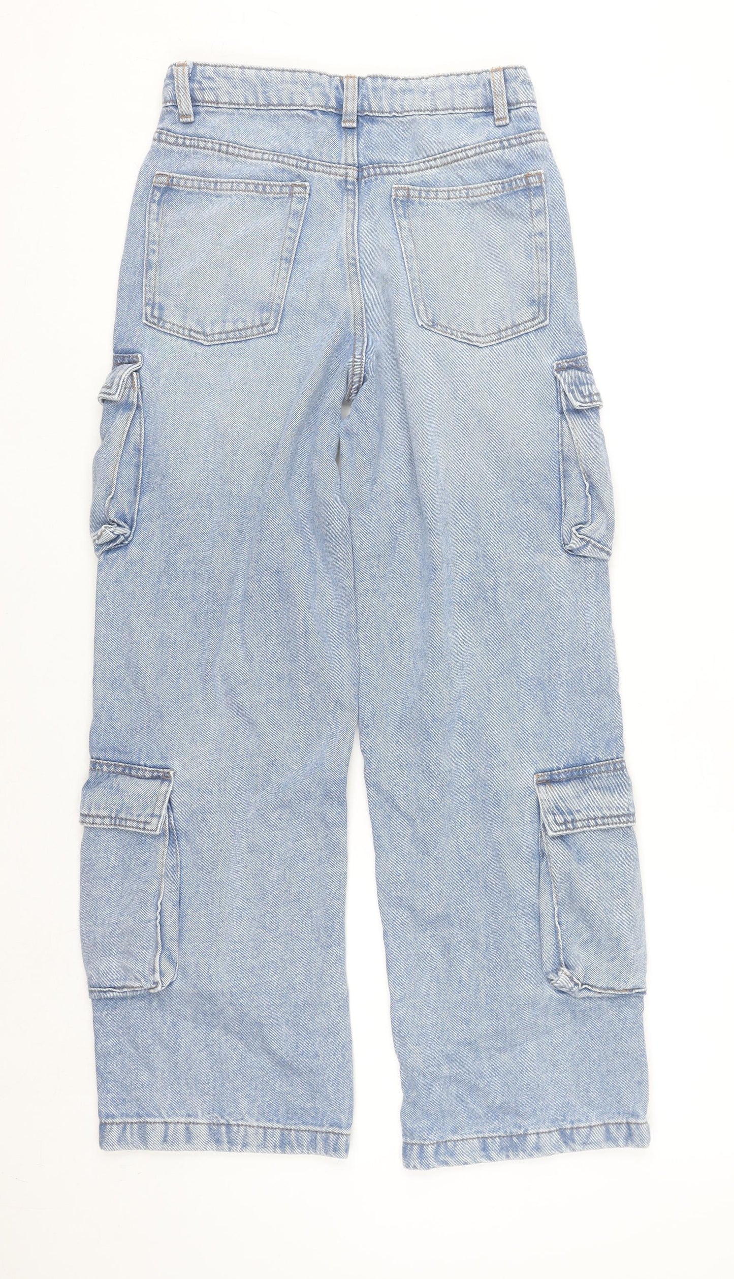 Denim Co Girls Blue Cargo Jeans 11-12 Years 152cm Light Wash Cotton