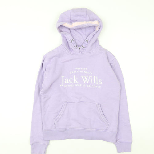 Jack Wills Girls Purple Pullover Hoodie 10-11 Years Logo Cotton Fleece