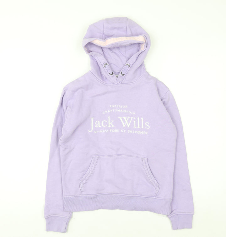 Jack Wills Girls Purple Pullover Hoodie 10-11 Years Logo Cotton Fleece