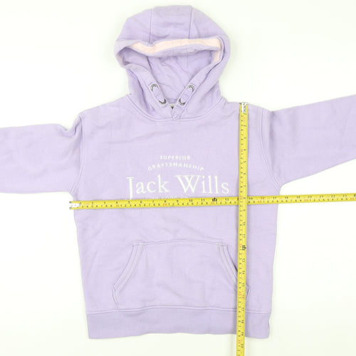 Jack Wills Girls Purple Pullover Hoodie 10-11 Years Logo Cotton Fleece