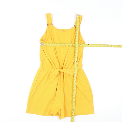 Primark Girls Yellow Ribbed Belted Sleeveless Playsuit 10-11 Years