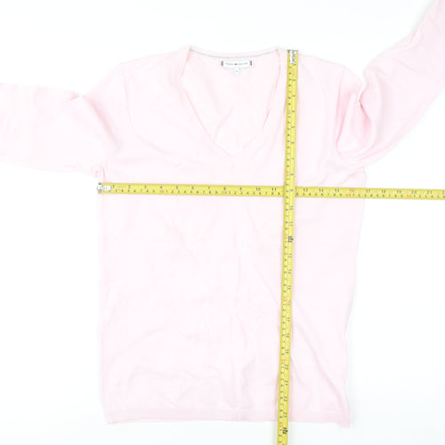 Tommy Hilfiger Women Pink V-Neck Cotton Blend Jumper M
