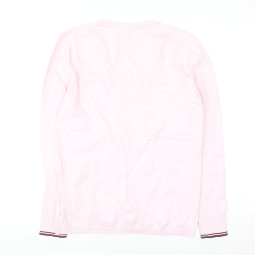 Tommy Hilfiger Women Pink V-Neck Cotton Blend Jumper M
