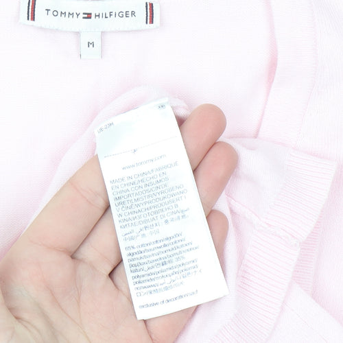 Tommy Hilfiger Women Pink V-Neck Cotton Blend Jumper M
