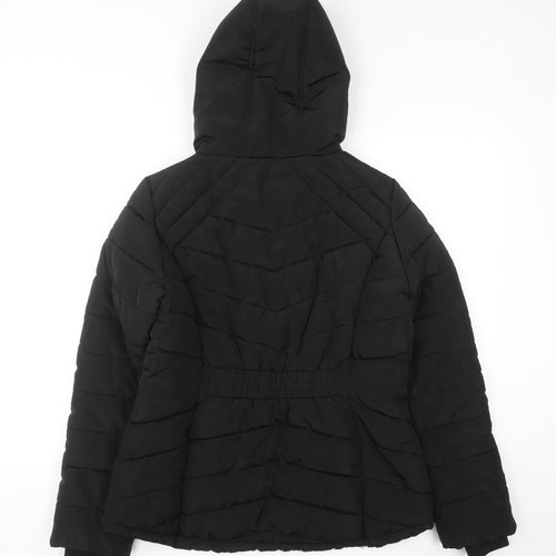F&F Womens Black Hooded Puffer Jacket Size 12 Winter Coat