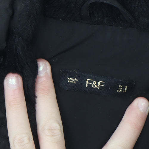F&F Womens Black Hooded Puffer Jacket Size 12 Winter Coat