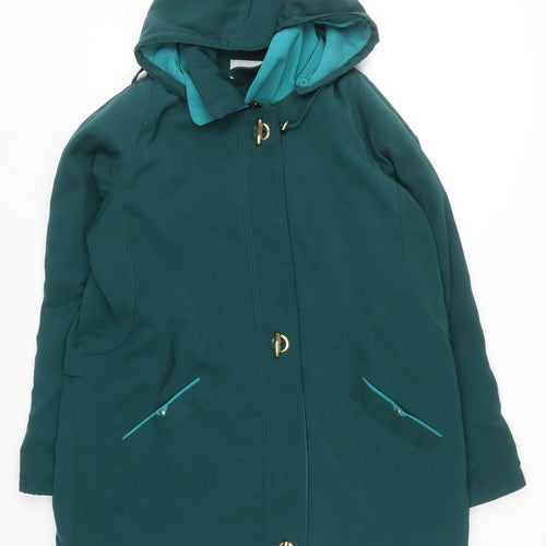 EWM Womens Green Hooded Parka Coat Size 20 Polyester Mid-Length