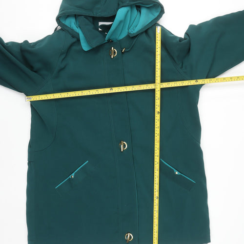 EWM Womens Green Hooded Parka Coat Size 20 Polyester Mid-Length