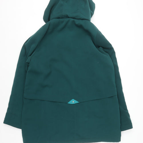 EWM Womens Green Hooded Parka Coat Size 20 Polyester Mid-Length