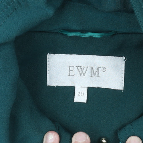 EWM Womens Green Hooded Parka Coat Size 20 Polyester Mid-Length