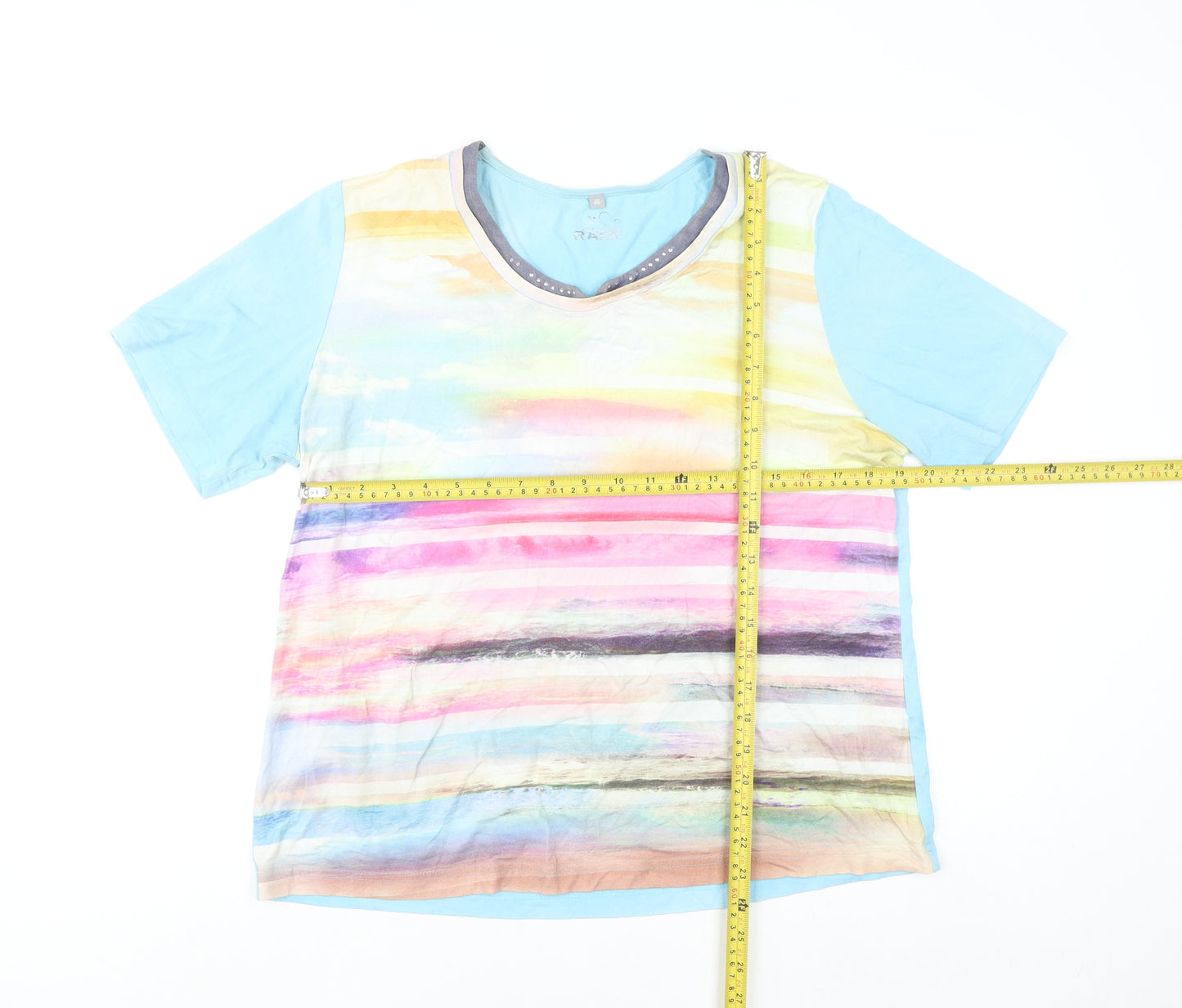 Rabe Womens Multicoloured Short Sleeve Stretch T-Shirt Size 20