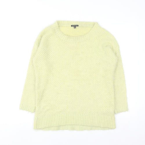 Warehouse Women Yellow Open-Knit Long Sleeve Pullover Jumper Size 10