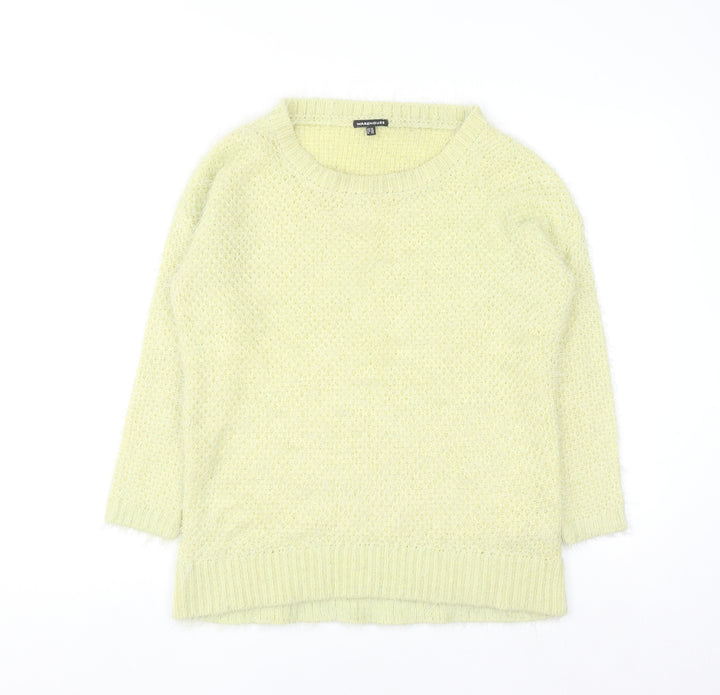 Warehouse Women Yellow Open-Knit Long Sleeve Pullover Jumper Size 10