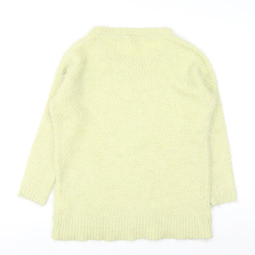 Warehouse Women Yellow Open-Knit Long Sleeve Pullover Jumper Size 10