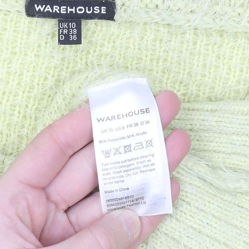 Warehouse Women Yellow Open-Knit Long Sleeve Pullover Jumper Size 10