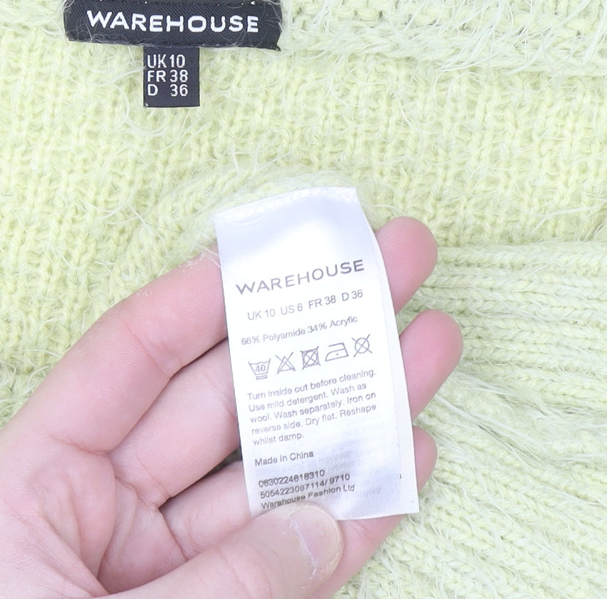 Warehouse Women Yellow Open-Knit Long Sleeve Pullover Jumper Size 10