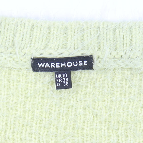 Warehouse Women Yellow Open-Knit Long Sleeve Pullover Jumper Size 10