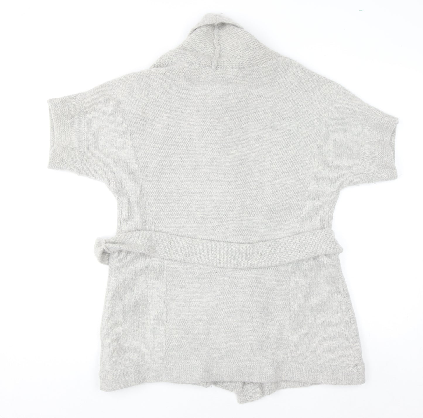 Jasper Conran Women Grey Wool Angora Belted Short Sleeve Cardigan Size 14