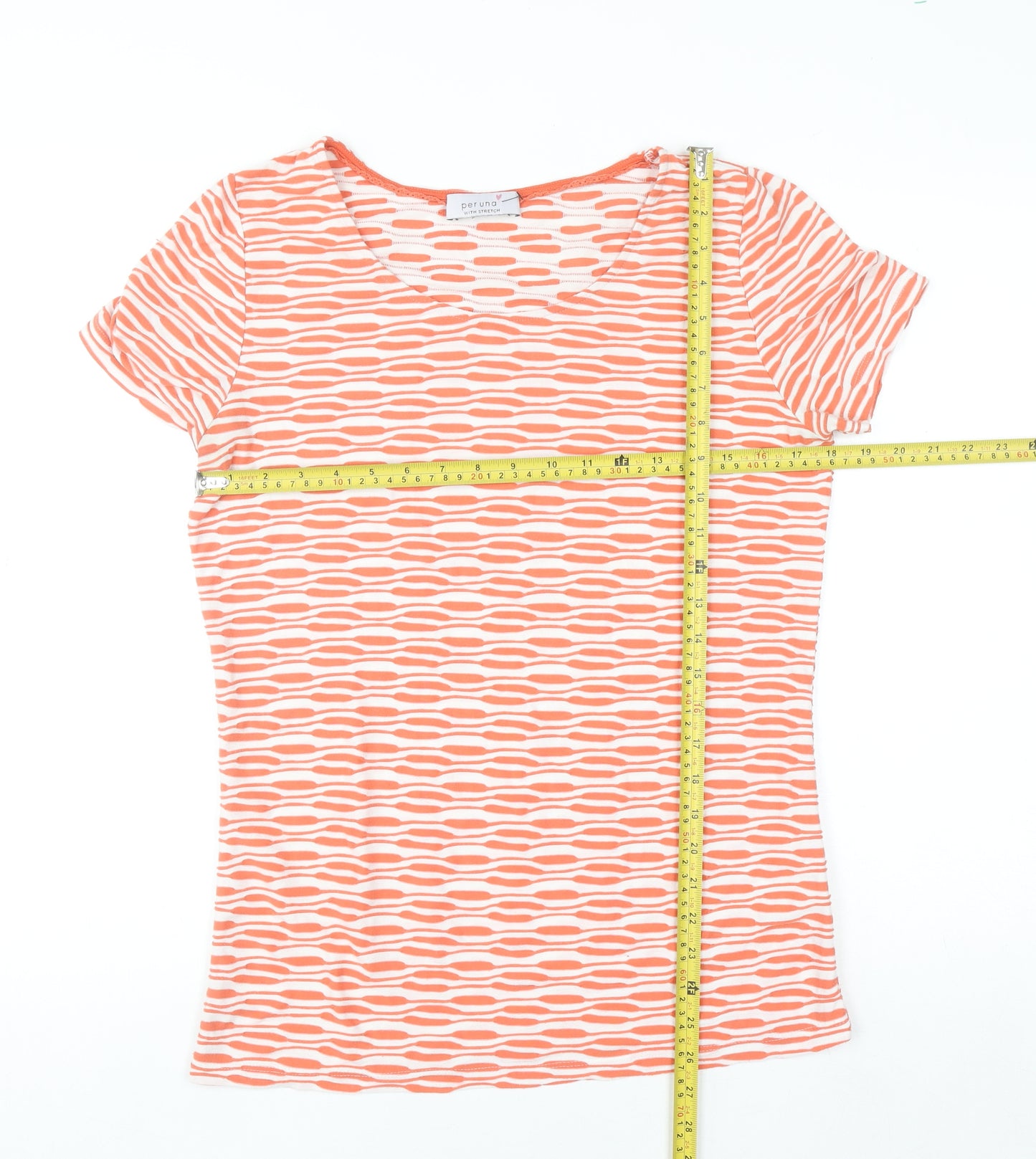 Marks and Spencer Per Una Orange White Stretch T-Shirt Womens Size 10