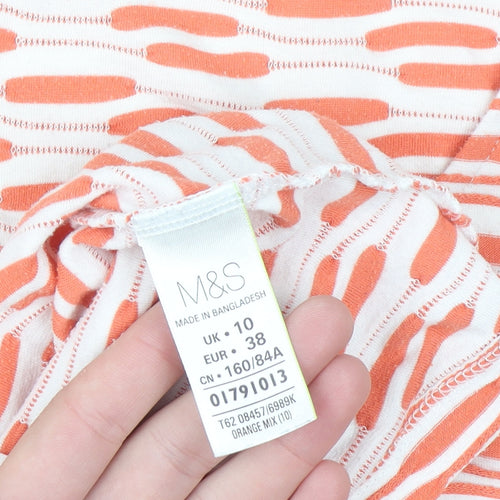 Marks and Spencer Per Una Orange White Stretch T-Shirt Womens Size 10