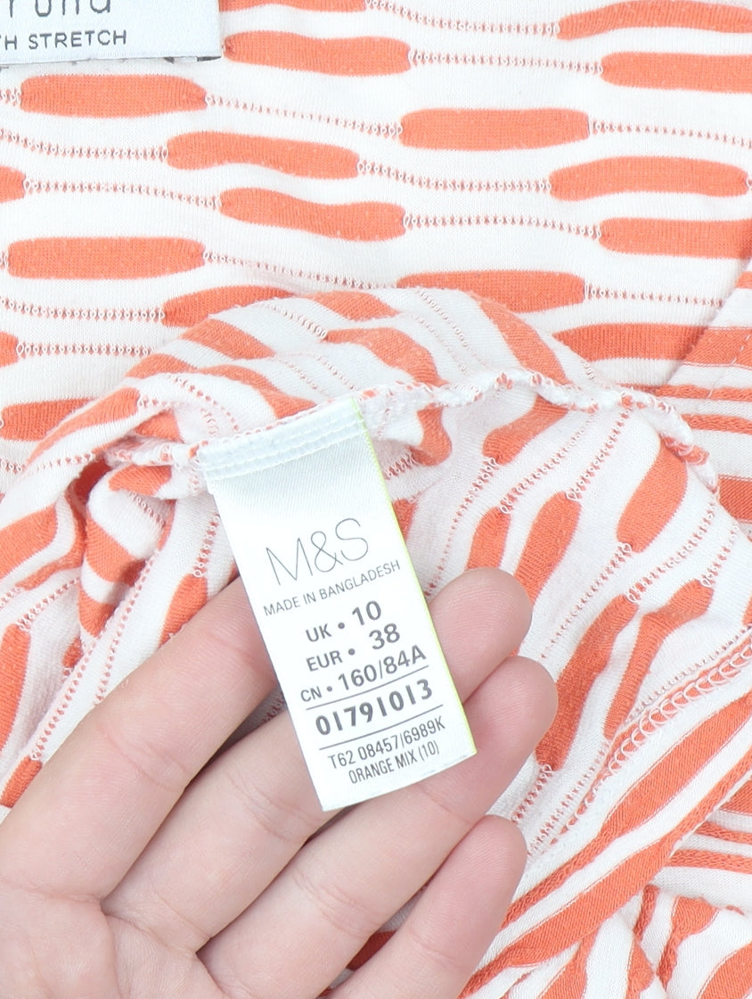Marks and Spencer Per Una Orange White Stretch T-Shirt Womens Size 10