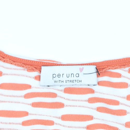 Marks and Spencer Per Una Orange White Stretch T-Shirt Womens Size 10