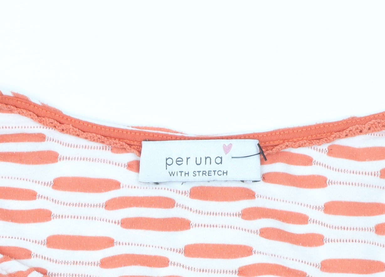 Marks and Spencer Per Una Orange White Stretch T-Shirt Womens Size 10