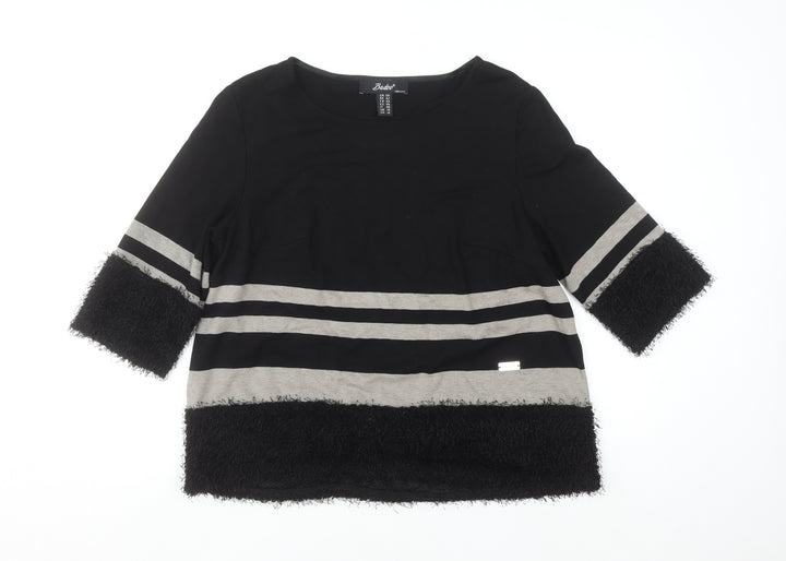 Badoo Women's Black Striped 3/4 Sleeve Tunic Blouse Size 16