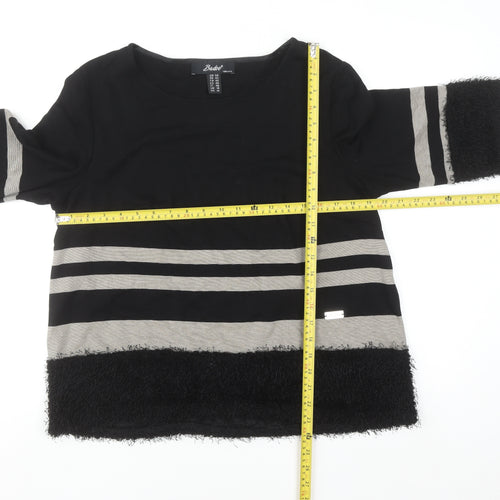 Badoo Women's Black Striped 3/4 Sleeve Tunic Blouse Size 16