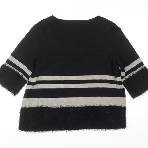 Badoo Women's Black Striped 3/4 Sleeve Tunic Blouse Size 16