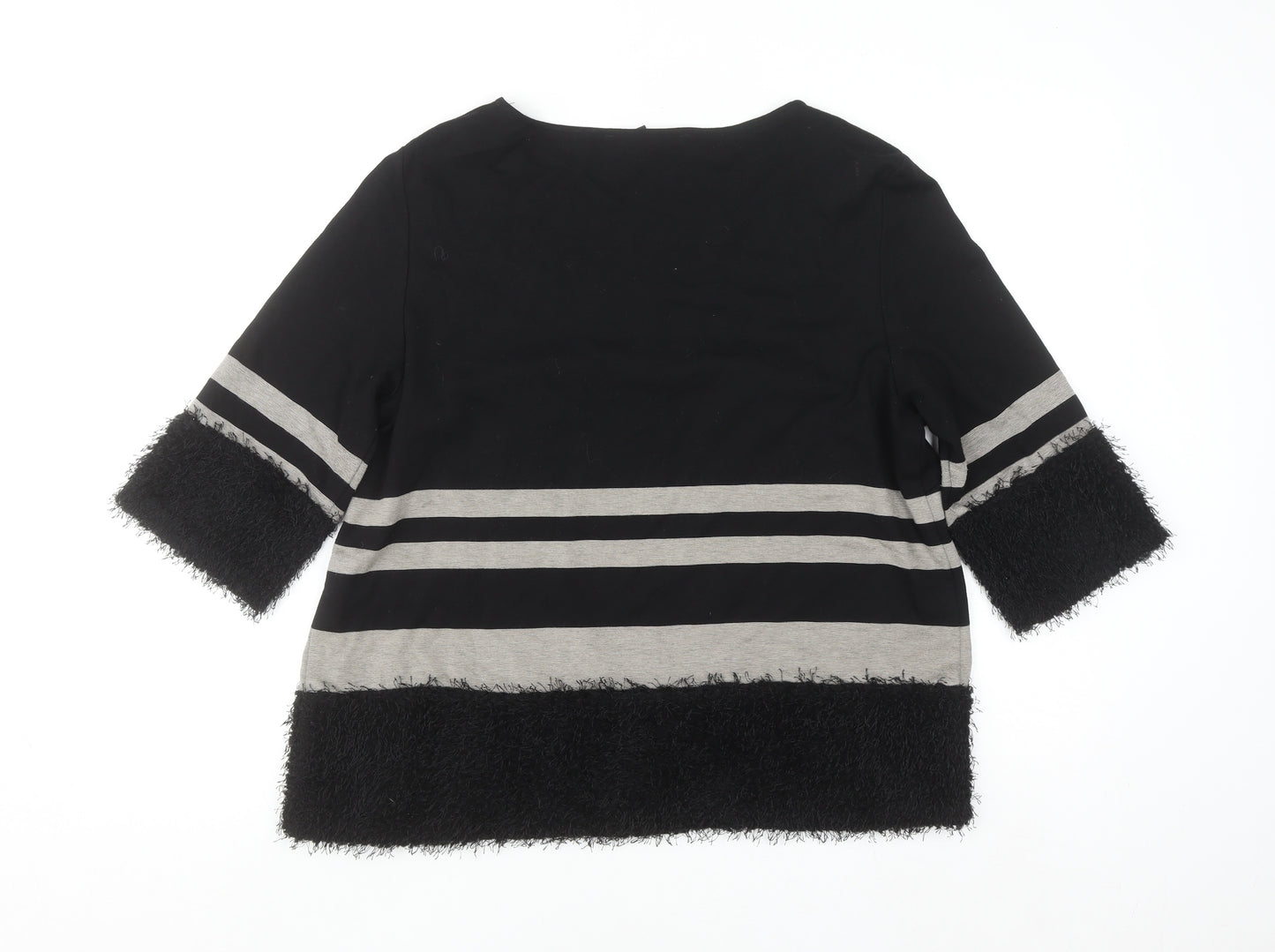 Badoo Women's Black Striped 3/4 Sleeve Tunic Blouse Size 16