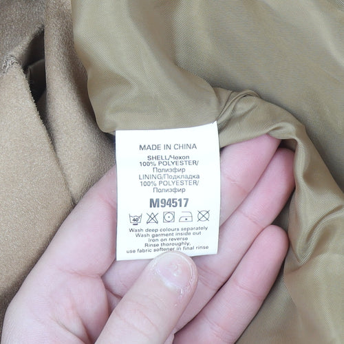 Next Women Beige Faux Suede Zip Jacket UK 12 Regular Fit Lined