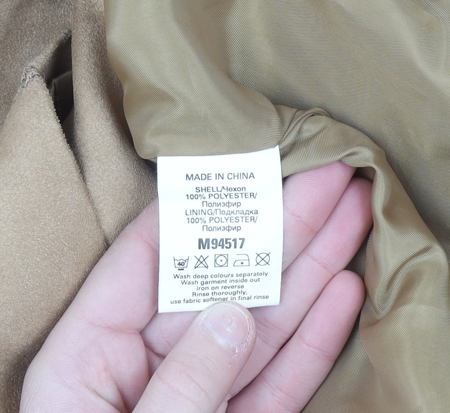 Next Women Beige Faux Suede Zip Jacket UK 12 Regular Fit Lined