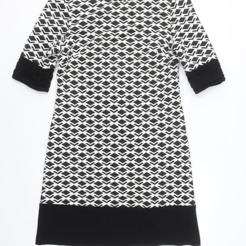 Adrianna Papell Women's Black Geometric Shift Dress Size 14