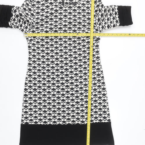 Adrianna Papell Women's Black Geometric Shift Dress Size 14
