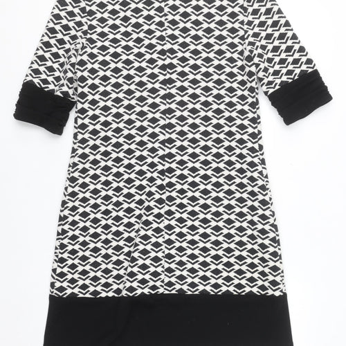 Adrianna Papell Women's Black Geometric Shift Dress Size 14