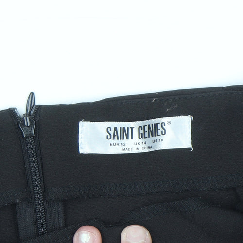 Saint Genies Women's Black Size 14 Stretch Pencil Skirt