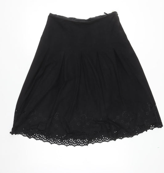 Marks and Spencer Women’s Black A-Line Lace Hem Knee Length Skirt Size 10