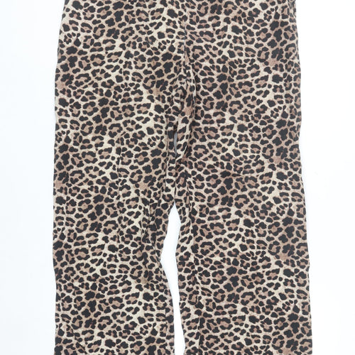 Gallery Women's Brown Leopard Print Wide-Leg Trousers Size 12