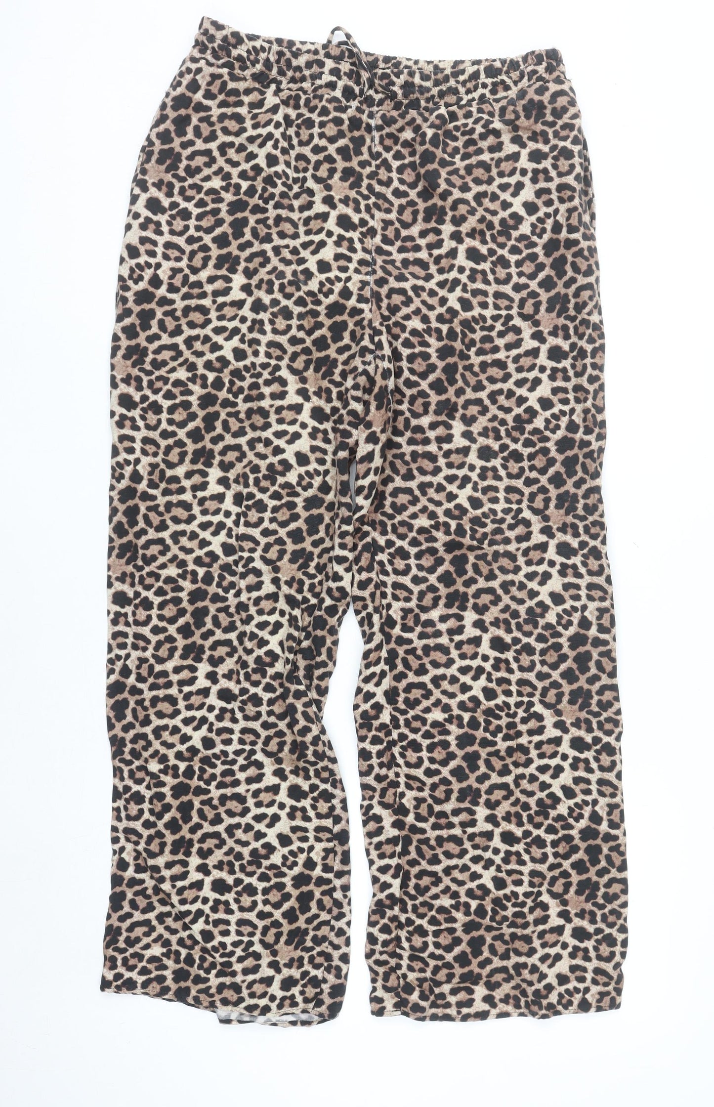 Gallery Women's Brown Leopard Print Wide-Leg Trousers Size 12
