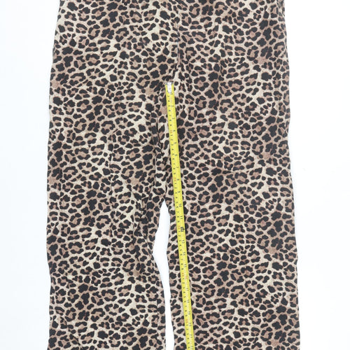 Gallery Women's Brown Leopard Print Wide-Leg Trousers Size 12