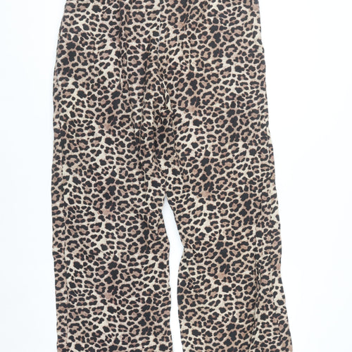 Gallery Women's Brown Leopard Print Wide-Leg Trousers Size 12