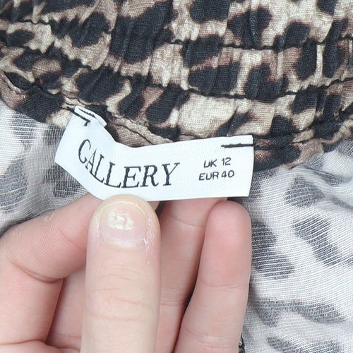 Gallery Women's Brown Leopard Print Wide-Leg Trousers Size 12